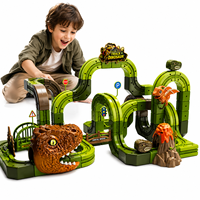 Set de 133 Piezas de Pista de Dinosaurios, Bloques de Construcción 3D DIY, Juguete Educativo STEM con Vías Antigravedad para Niños, No Magnético