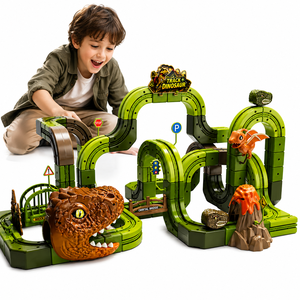 Ensemble <span class=keywords><strong>de</strong></span> voitures sur rail dinosaures 133 pièces, blocs <span class=keywords><strong>de</strong></span> construction 3D DIY, équipement anti-gravité, jouet éducatif STEM pour <span class=keywords><strong>enfants</strong></span>, non magnétique - Product Image 1