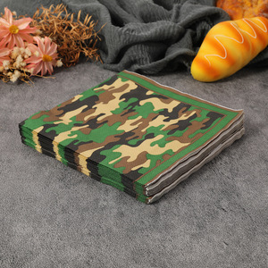 Camouflage Printed Paper Napkins 330mm Square Disposable For Themed Party Use - Product Image 1
