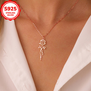 Source Usine Recruter Agent Nouveau 12 Mois 925 Collier En Argent À La Mode Anniversaire Fleur Souvenir Collier pour Cadeau De Fête Des Mères - Product Image 4