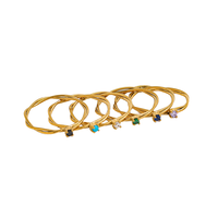 Bijoux en vrac Simple Double Couche Corde Bague En Acier Inoxydable Plaqué Or 18K CZ Pierres Bagues De Fiançailles Pour Femmes Filles