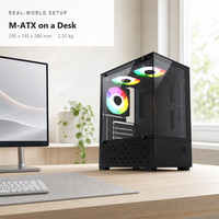 Boîtier d'ordinateur de jeu M-ATX personnalisé avec alimentation OEM à montage inférieur, verre trempé sans pilier à 270 degrés, vue panoramique sur la mer