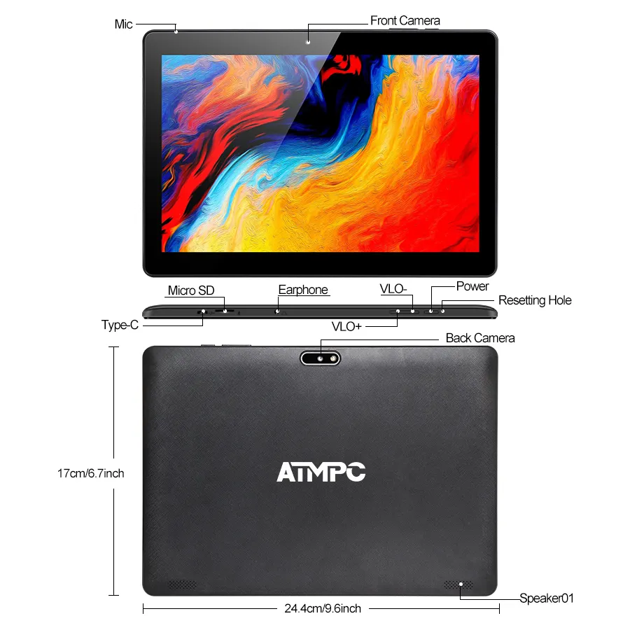 10 inch Android 13.0 máy tính bảng A133 với IPS G + P Màn hình cảm ứng hoặc G + G 2.5D màn hình cảm ứng 3GB + 32GB Ram/Rom máy tính bảng