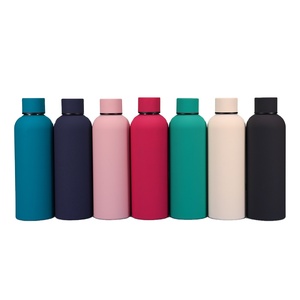 <b>Cork</b> <b>Bottle</b> 500ml Stainless Steel Sport Flask Water <b>Bottle</b> Strap Rubber Coating Paint Silicone Handle Thermos with Spoon - Product Image 1