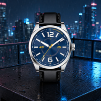 Montre à quartz multifonctionnelle pour homme avec boîtier en acier inoxydable et bracelet en cuir véritable, idéale pour un usage quotidien et décontracté