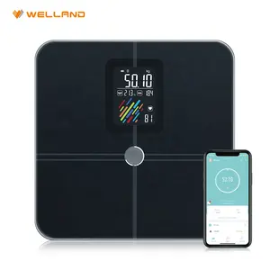 Ev temperli cam Va ekran siyah kalp hızı vücut analizi ağırlık yağ kütle ölçümü akıllı dijital vücut yağ ölçer