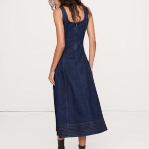Nuevo Vestido de Mezclilla Francés, Vestido Formal con Cuello Redondo sin Mangas, Corte Ajustado, Vestido de Mezclilla Deslavada al Ácido de Estilo Vintage - Product Image 2