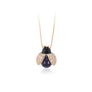 › Xuping joias de estilo simples e adorável, ladybug 18k, pingente de ouro para senhoras, colar de presente