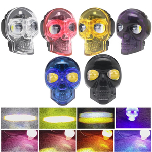 ไฟหน้ารถมอเตอร์ไซค์รูปทรงหัวกะโหลก LED ตัวเรือนสีดำ เลนส์สีเหลือง พร้อมชุดสายไฟสำหรับรถมอเตอร์ไซค์แต่ง - Product Image 1