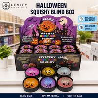 Boîte mystère Halloween Squishy en forme de boulette, en TPR, anti-stress, à presser, avec paillettes, pour apaiser les mains et la paix quotidienne au bureau
