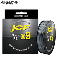 Ligne de pêche tressée JOF X9 500M 9 brins en PE haute résistance, fil tressé 12-90LB flottant multicolore pour eau salée, océan et plage