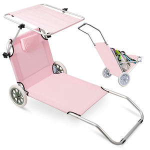 قسط خفيفة الوزن كراسي للشاطئ المحمولة للطي ظلة كرسي للشاطئ المتسكع مع عجلات عربة والمظلة - Product Image 6