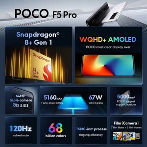 <span class=keywords><strong>POCO</strong></span> F5 <span class=keywords><strong>Pro</strong></span> versión global 256GB/512GB Snapdragon 8 + Gen 1 6,67 "WQHD + 120Hz AMOLED DotDisplay 64MP Cámara NFC 5G Cargador DE LA UE - Product Image 3