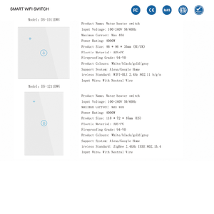 Interruptor de Luz Inteligente <span class=keywords><strong>WiFi</strong></span> Tuya TEP 86*86mm, Panel Táctil de Vidrio Templado, Controlador de Pared Inalámbrico, Compatible con Voz, <span class=keywords><strong>Google</strong></span> Home y Alexa - Product Image 6