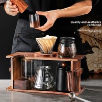 Ensemble de cafetière à filtre réutilisable avec support en bois de qualité supérieure, design moderne et minimaliste, porte-filtre amovible, pour la maison