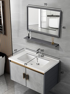 Space Aluminum Sintered Stone Modern Wall-Mounted Water Resistant Hotel Bathroom Cabinet Combo Ceramic Basin Integrated <b>Vanity</b> - Product Image 6