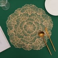 Hongbo — set de napperon métallique en vinyle, en forme de fleur, feuille de Ginkgo, pour décoration de Table, à usage quotidien, PVC