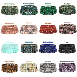 New Healing Gemstone Custom Bangle Bracelet Female 8mm Round Bead Crystal Bracelets Charms