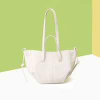 Tas Tote Kulit PU Fashion Wanita, Tas Selempang Geometris, Tas Bahu Anti Air dengan Bukaan Terbuka, Grosir