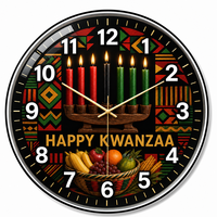 Horloge murale de Thanksgiving, 30 cm, cadran rond en verre imprimé, design automnal, horloges murales pour salon, cuisine, salle à manger