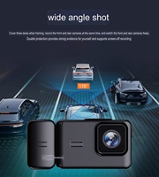 2 inci perekam berkendara 1080P HD tiga lensa, perekam mobil WiFi interkoneksi ponsel