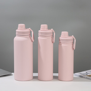 Bouteille isotherme portable en acier inoxydable 304 de 500 ml et 750 ml avec logo personnalisé, double paroi, paille et plusieurs couvercles - Product Image 5