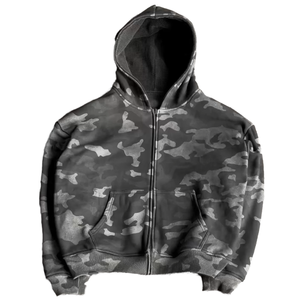 Sudadera con capucha gris 100% algodón con cremallera para <span class=keywords><strong>hombre</strong></span>, corte holgado, bolsillo canguro, proveedor <span class=keywords><strong>de</strong></span> marca privada. - Product Image 1