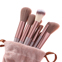 Kit de pinceaux de maquillage en cheveux synthétiques végétaliens personnalisés, 7 pièces, multicolores, avec pinceaux éventail, houppettes et manches en plastique, pour un estompage mignon