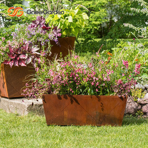 Bac à plantes extérieur en acier Corten léger, résistant à la corrosion, moderne et minimaliste, certifié ISO9001, pots de fleurs de jardin personnalisés - Product Image 4