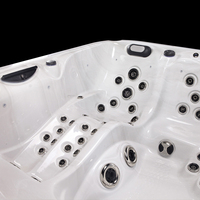 Bain à remous de luxe en acrylique Sunrans, jacuzzi autoportant avec 63 jets, hydro-massage, éclairage LED extérieur écologique