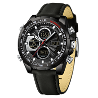 Montre électronique multifonctionnelle Sanda 5105 pour homme, étanche, avec veilleuse, bracelet en cuir, chronomètre et calendrier, idéale pour étudiants et activités de plein air, modèle de luxe