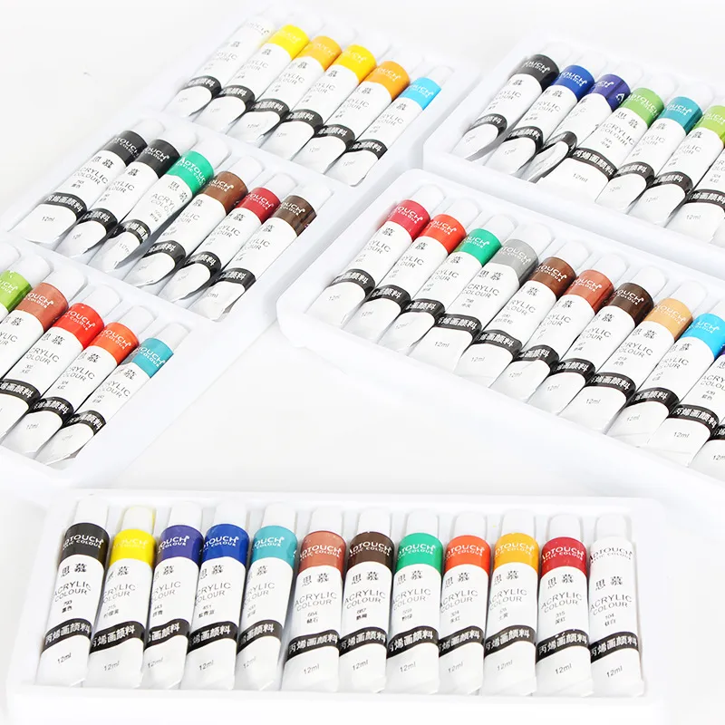 Peinture acrylique 12ml 24 couleurs 12ml 18 couleurs ensemble de peinture acrylique peinte à la main bricolage peintures d'art Spot