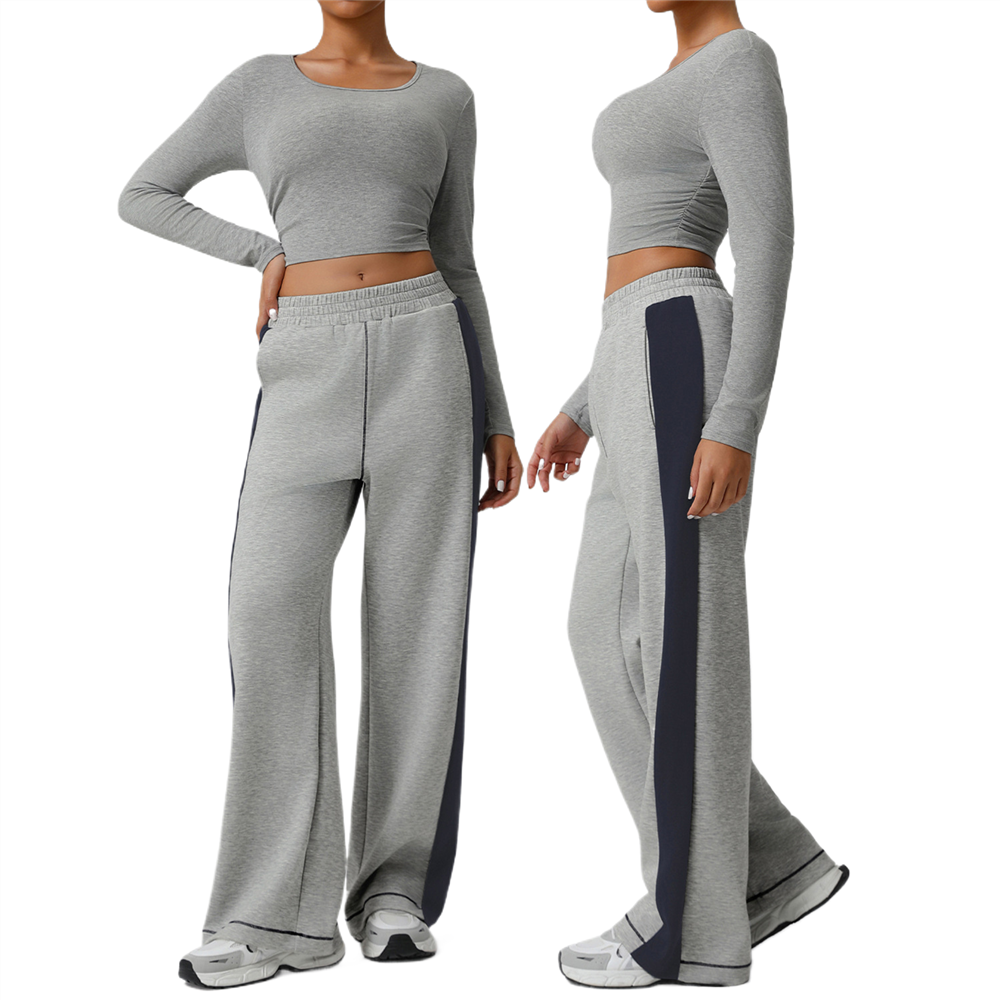 Wholesaler 2025 Custom Logo Sport Women's Quick-Dry Long-Sleeved Tops Thickened Pants Sportswear Fitness Yoga