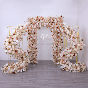 Runner <span class=keywords><strong>da</strong></span> Tavola Classico Tradizionale in Seta Rosa Pesca con Rose e Garofani 200x40cm, Decorazione per Banchetti e Matrimoni, Fila di Fiori Artificiali - Product Image 5