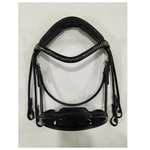 Brida de Doma con piezas de doble mejilla y banda nasal suave Brida de cuero ecuestre profesional - Product Image 1