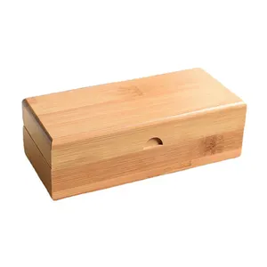 Caja de almacenamiento de madera maciza a prueba de polvo para gafas de sol pequeñas, caja de embalaje de regalo con tonos de madera de Bambú