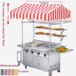 Remorque de nourriture commerciale chariot de nourriture de poussée de main de voiture de casse-croûte mobile pour le chariot de camion de casse-croûte de BBQ de poêle de gril - Product Image 5