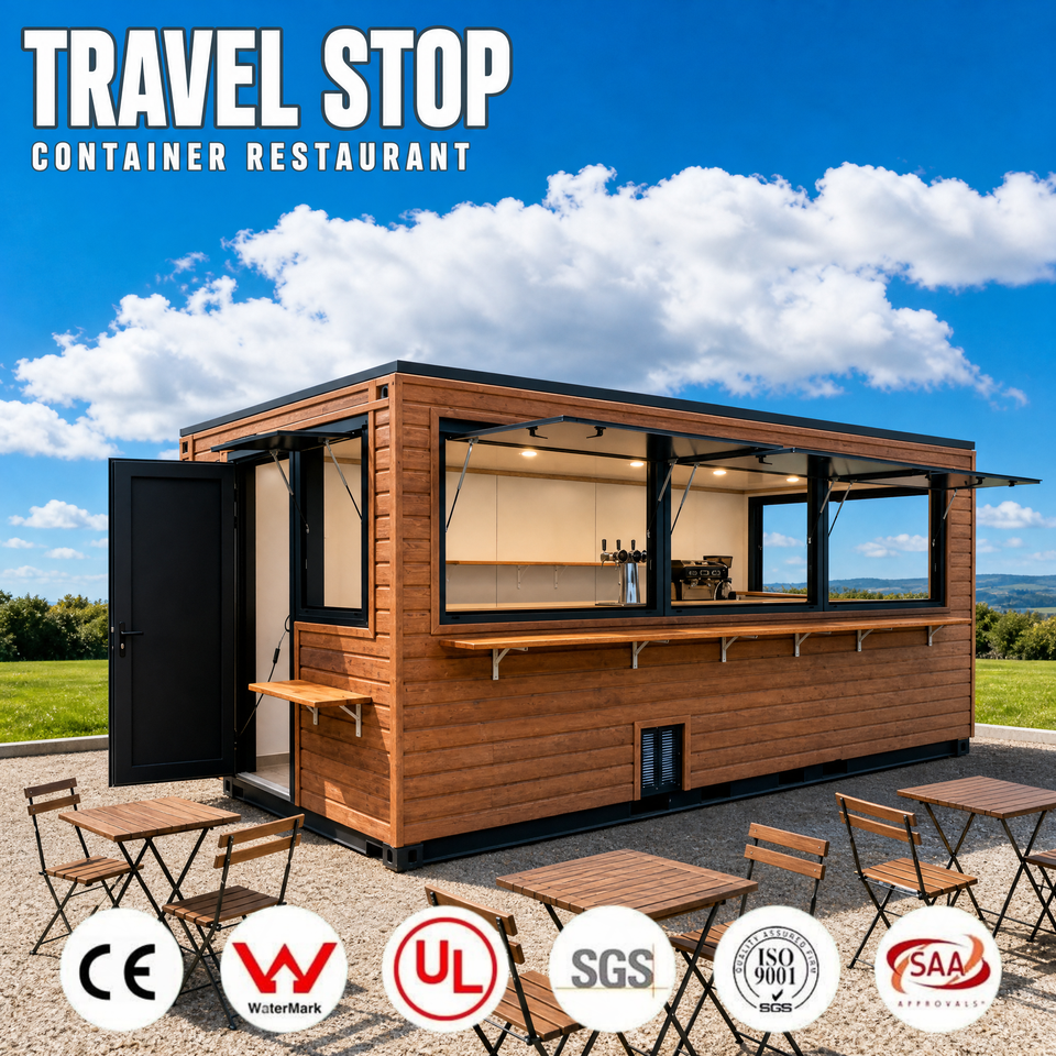 Series Build Container Bar Kiosk With Steel Balustrade Rail and Lift up ...