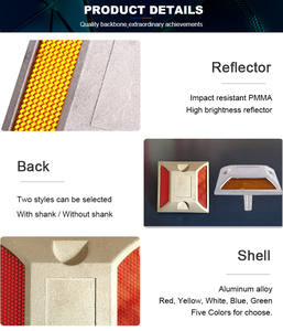 Elektroform 43 cam boncuk reflektör alüminyum beyaz temperli cam kauçuk alüminyum kedi göz yol damızlık - Product Image 5