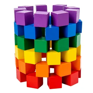 100個のカラーキューブビルディングブロックセット木製キューブモンテッソーリ数学子供の教育玩具