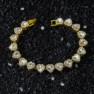 Hot Selling Alloy Rhinestone Peach Heart Splicing Chain <b>Bracelet</b> Hip Hop Style Street Men's <b>Bracelet</b> Fashion Jewelry Wholesale - Product Image 2