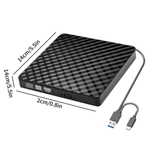 <span class=keywords><strong>Graveur</strong></span> de <span class=keywords><strong>DVD</strong></span>/CD externe portable USB 3.0 Type C avec cache de 2 Mo, fin et noir, pour ordinateur de bureau et portable - Product Image 6