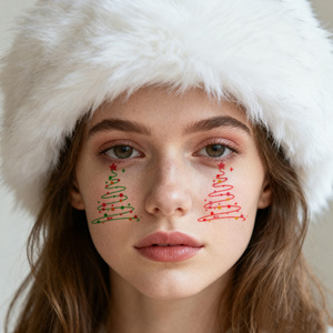 สติกเกอร์รอย<span class=keywords><strong>สัก</strong></span>ชั่วคราวสำหรับเทศกาลคริสต์มาส<span class=keywords><strong>รูป</strong></span>การ์ตูนต้นคริสต์มาสเกล็ดหิมะกันน้ำสำหรับใบหน้าคอ<span class=keywords><strong>แขน</strong></span> - Product Image 4