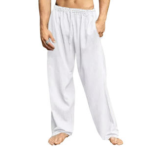 2025, venta al por mayor, pantalones de verano para hombre, algodón transpirable, tela Anden Lin, pantalones deportivos informales holgados de estilo Hip-Hop rectos medios - Product Image 3
