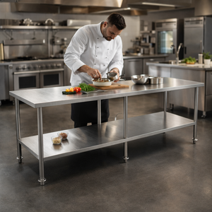 Table <span class=keywords><strong>de</strong></span> cuisine en acier inoxydable 304 <span class=keywords><strong>de</strong></span> haute qualité, tables commerciales en acier inoxydable 201, table <span class=keywords><strong>de</strong></span> travail en acier inoxydable <span class=keywords><strong>de</strong></span> qualité alimentaire - Product Image 2