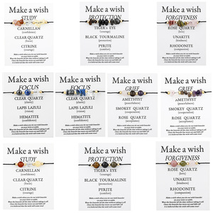 Handmade New đính cườm đá cho vòng đeo tay <span class=keywords><strong>lapis</strong></span> <span class=keywords><strong>lazuli</strong></span> thạch anh tím màu hồng sỏi Đồng hạt cho món quà tượng trưng với thẻ - Product Image 2