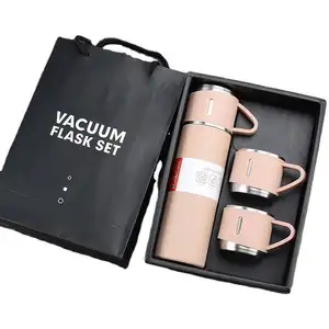 Термос с термос, вакуумная фляжка, кружка, стакан, подарочный набор с 3 крышками, Geschenkset Flasche Mit Tasse