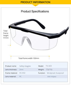 사용자 정의 CE ANSI 눈 보호 김서림 방지 안전 안경 안티 UV 안전 작업 안경 보호 구글 - Product Image 6