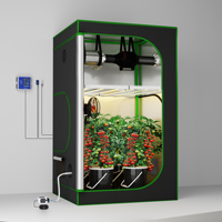 Box de culture carrée en tissu polyester 600D avec film Mylar réfléchissant et coins en plastique, kit de tente de culture pour légumes avec fenêtre
