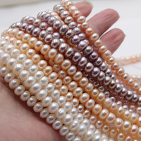 Perles de culture d'eau douce naturelles 100% naturelles, forme bouton, 7-8 mm, avec un lustre intense, qualité AAA, en vrac, pour la création de bijoux DIY